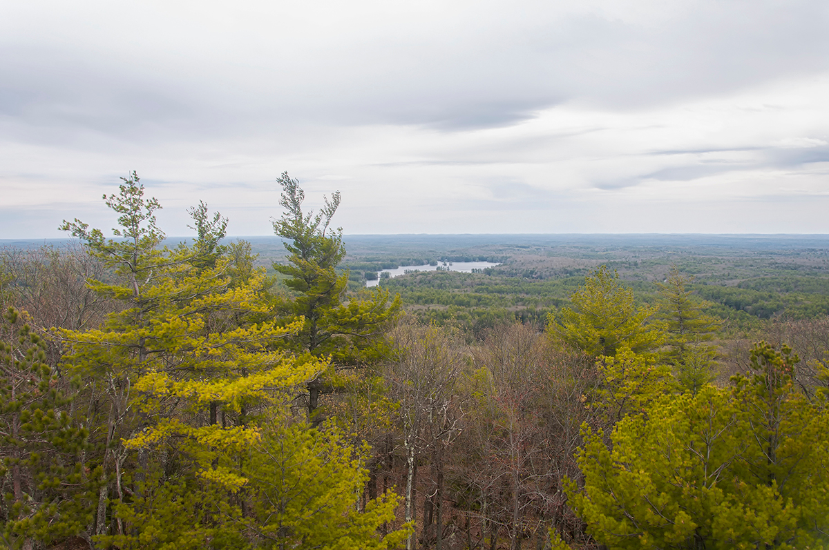 An aerial landscape view of Pawtuckaway Lake in Nottingham New Hampshire.